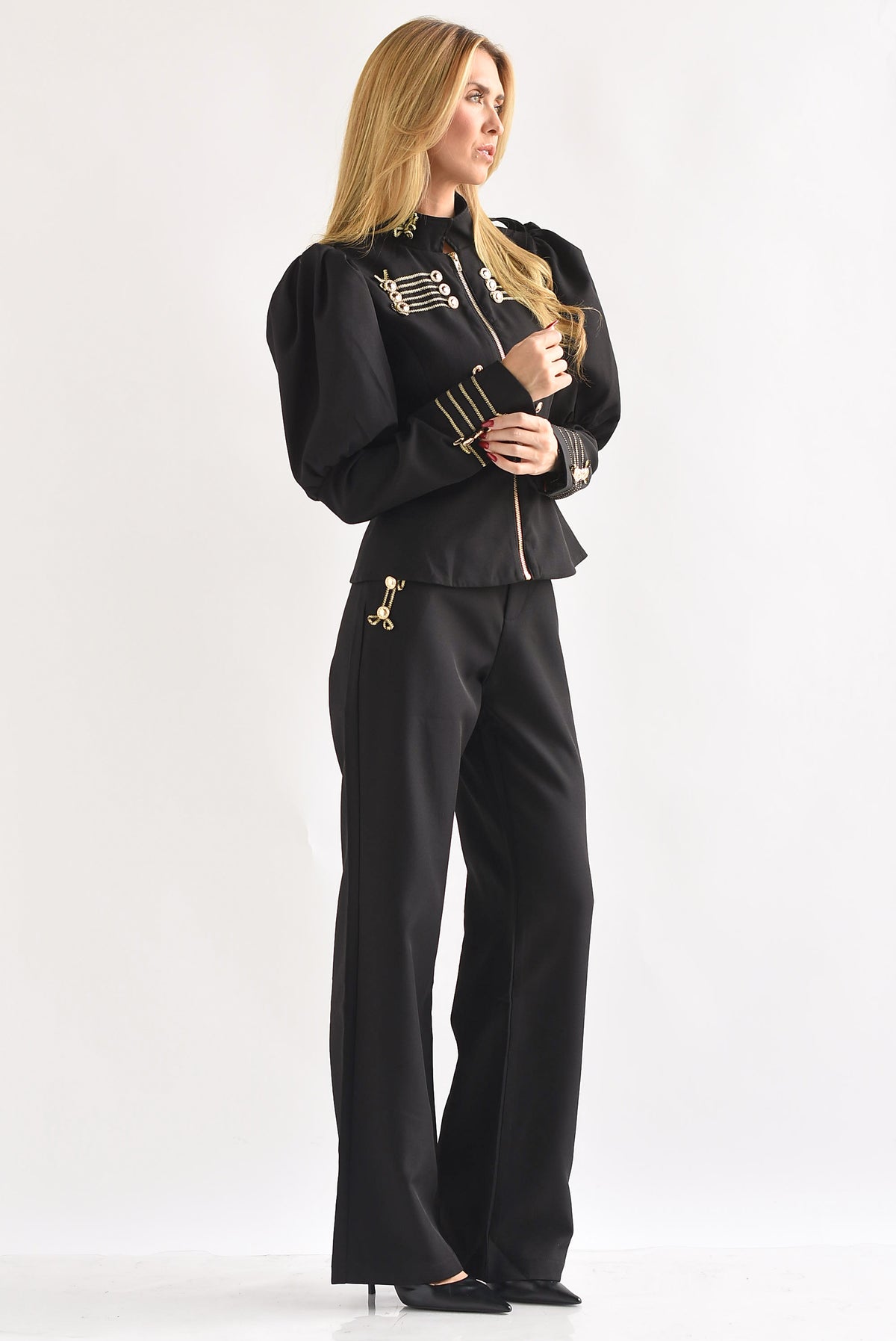 Set Pantalón y Blazer militar manga aglobada