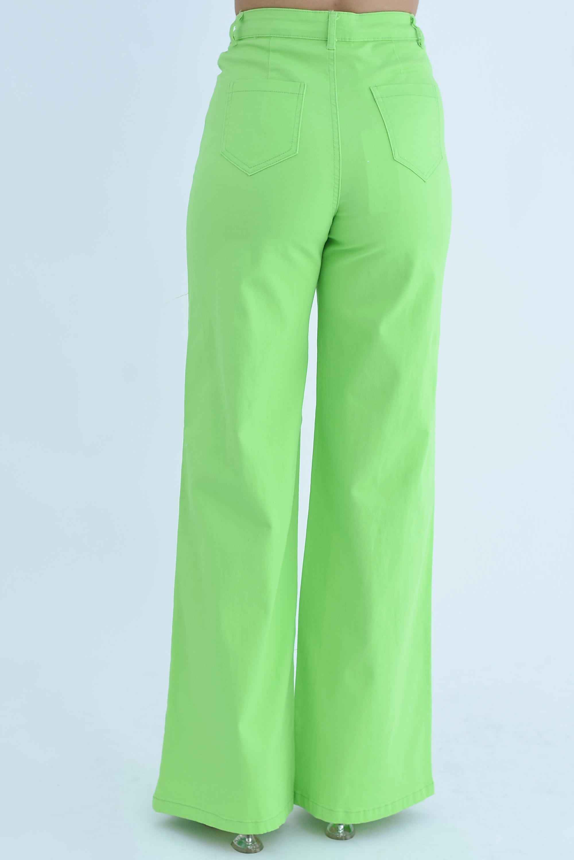 Jeans pierna ancha desgarrado Verde