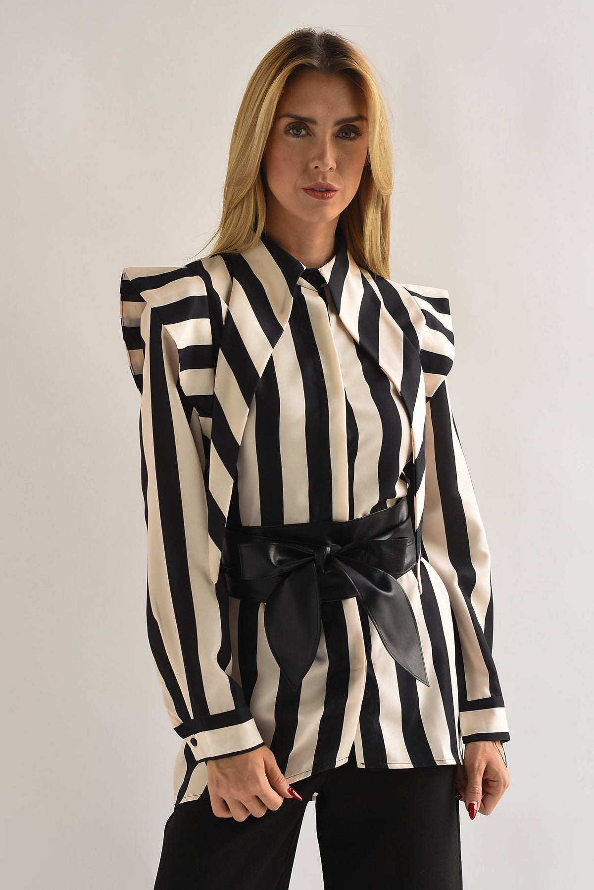 Camisa cuello picos rayas bitono