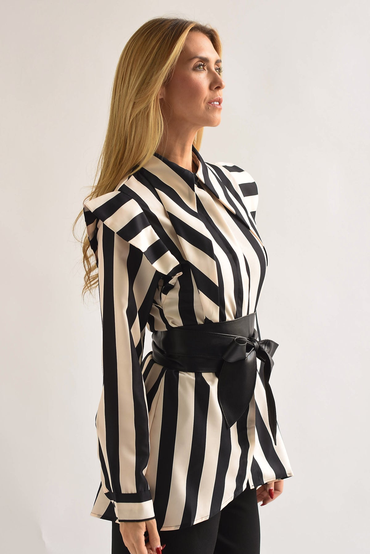 Camisa cuello picos rayas bitono