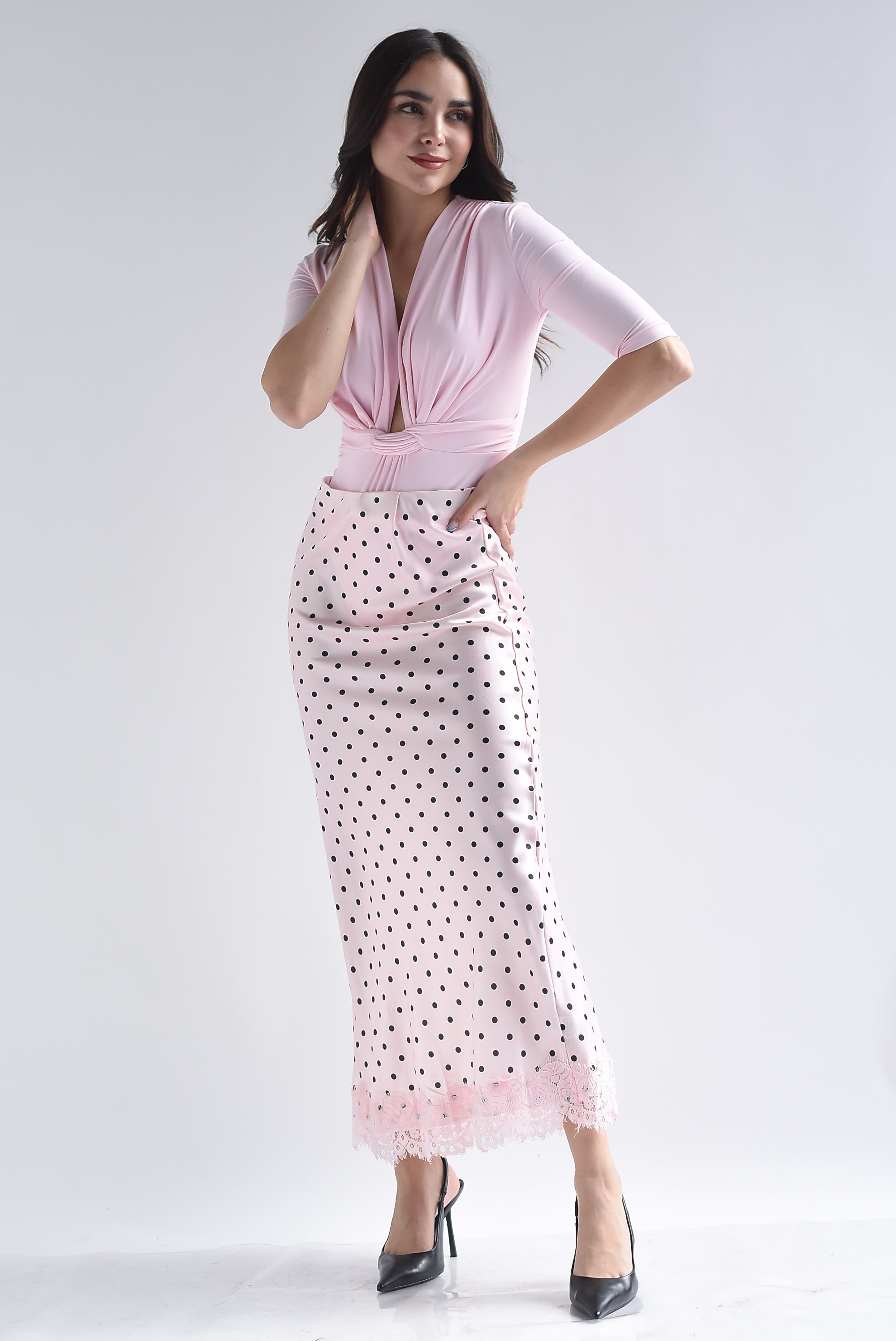 Falda lencera polka dots filo encaje