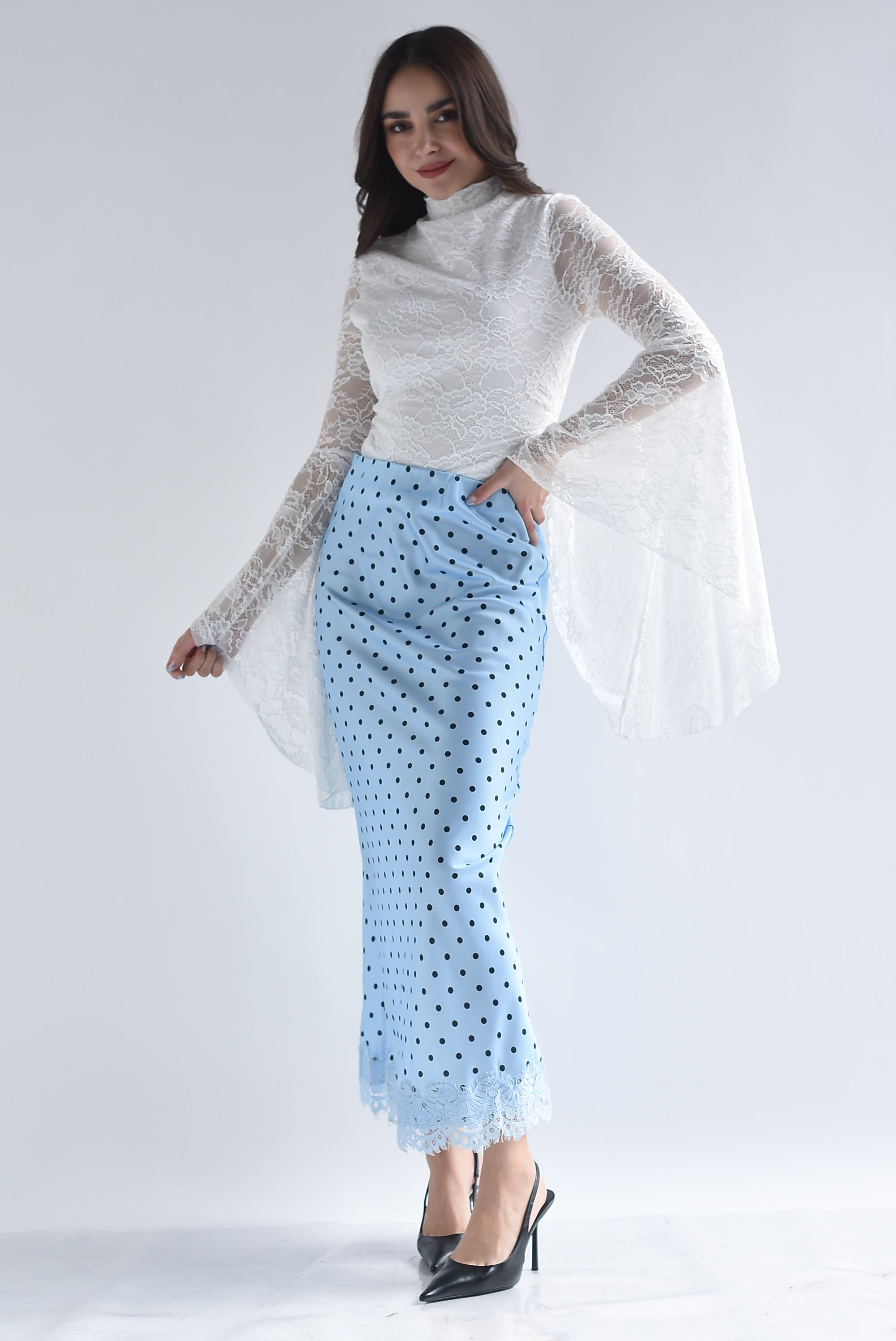 Falda lencera polka dots filo encaje