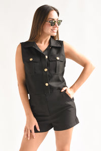 Fashion Styled Set Short y Chaleco cargo Negro