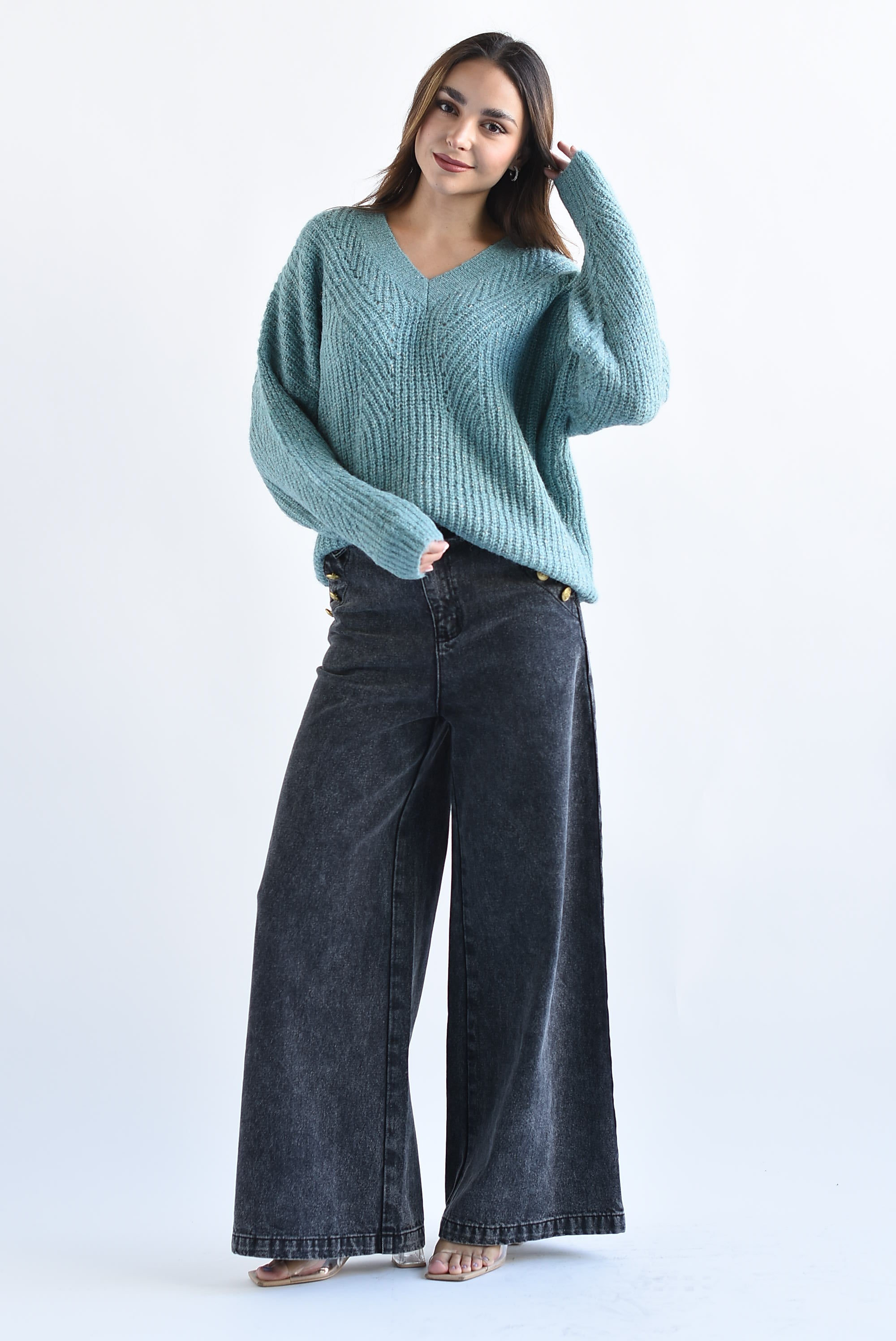 Sweater hilo metalizado Aqua