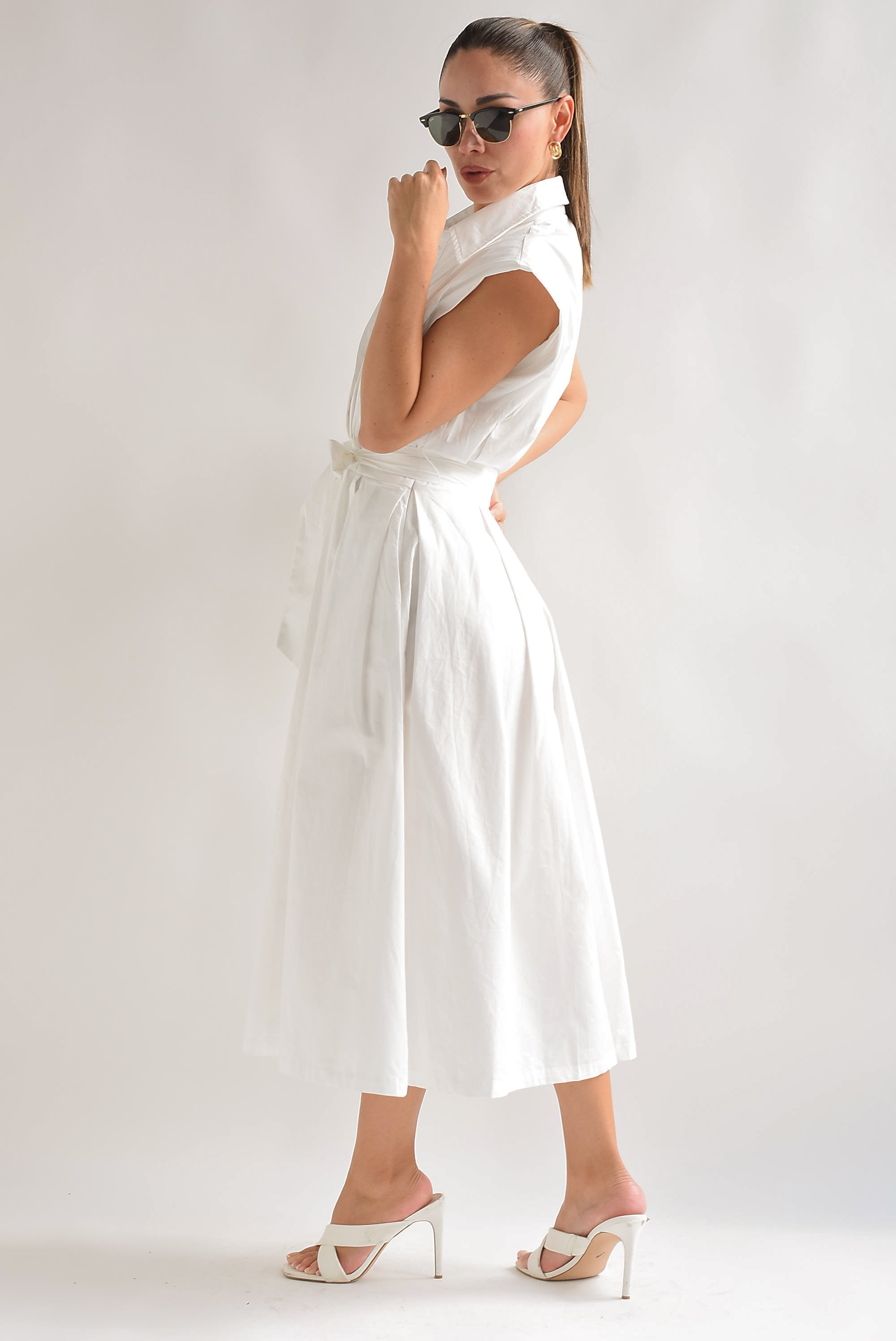 Vestido camisero tablas Blanco