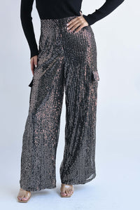 Fashion Styled Pantalón cargo lentejuela Plata