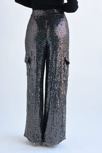 Fashion Styled Pantalón cargo lentejuela Plata
