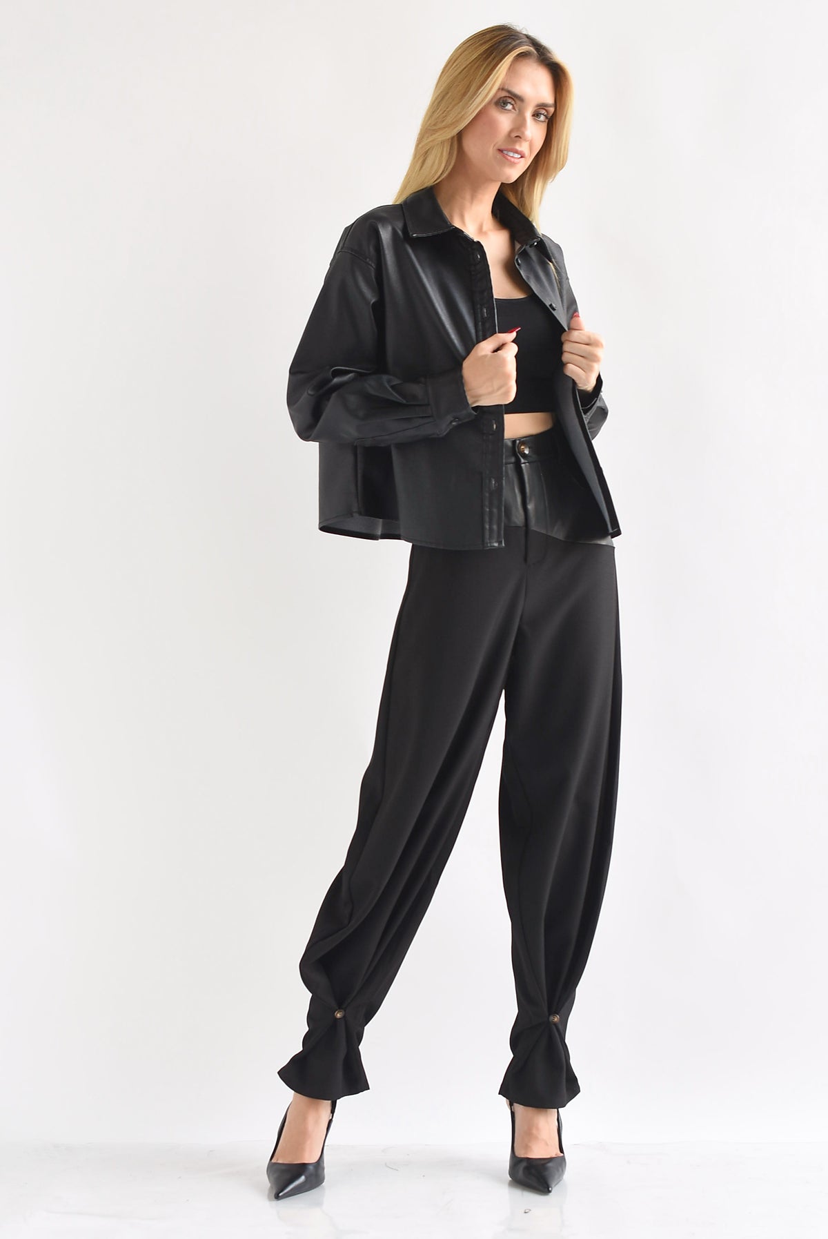 Shacket crop vinipiel