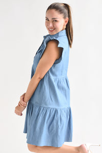 Fashion Styled Vestido corto olanes tipo Denim