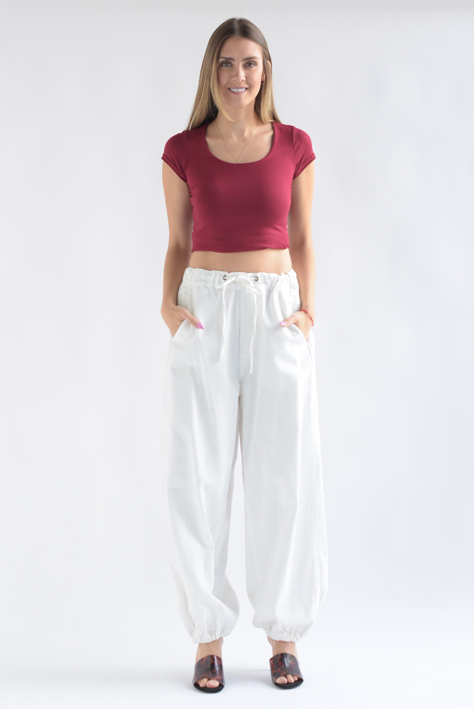 Pantalón globo Denim Blanco