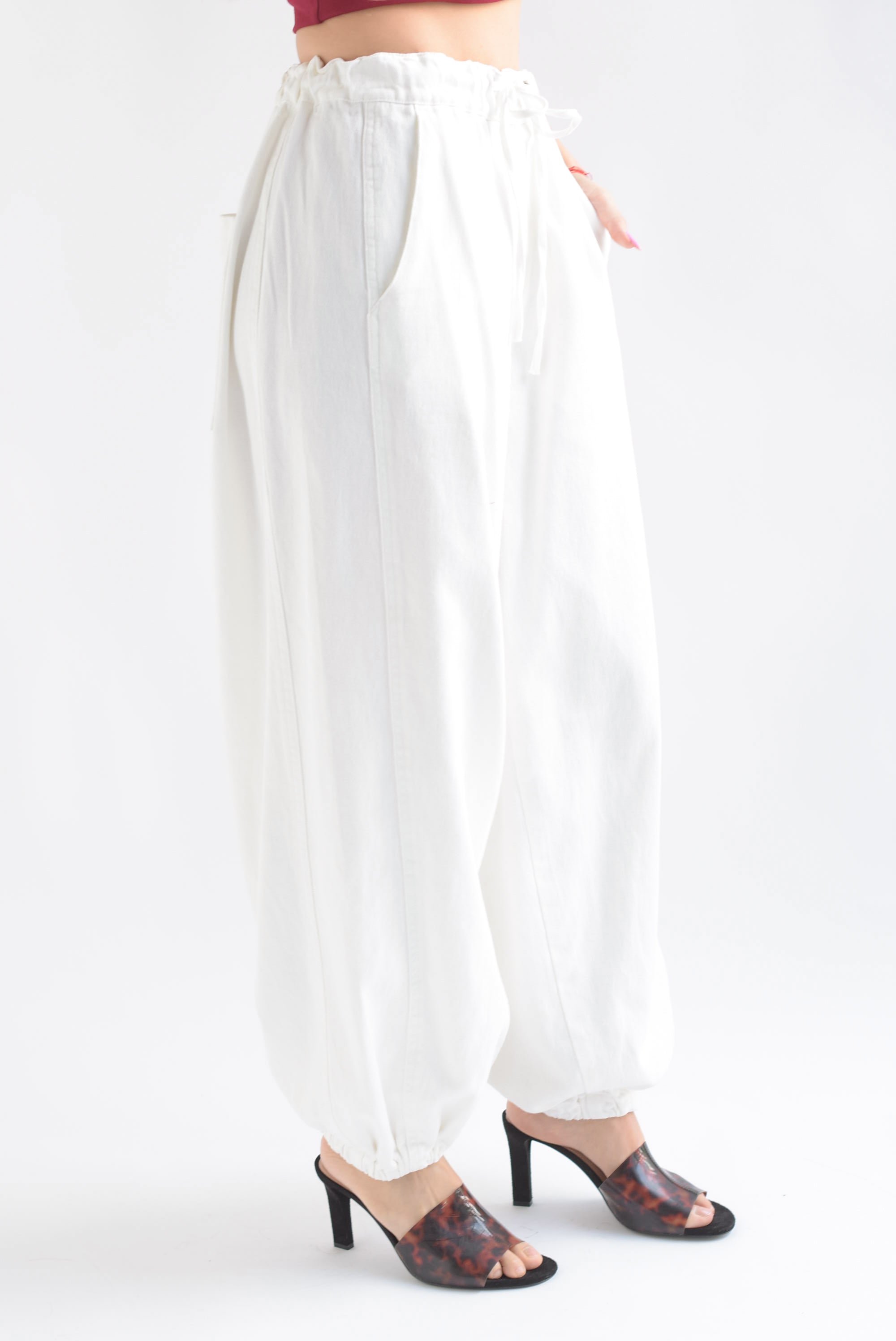 Pantalón globo Denim Blanco