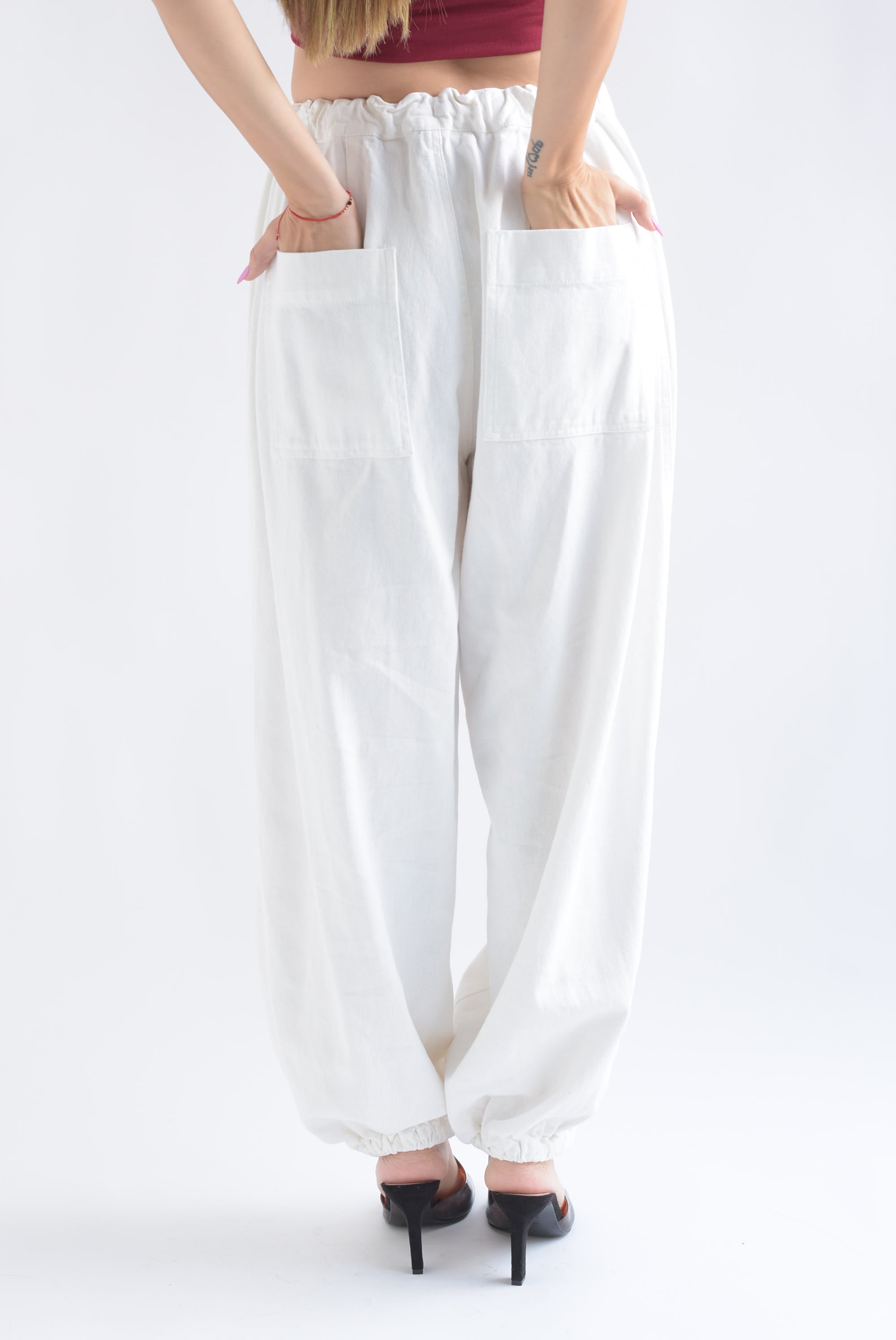 Pantalón globo Denim Blanco