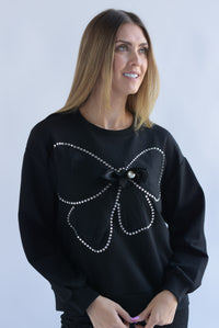 Fashion Styled Sudadera moño tulle brillos Negro