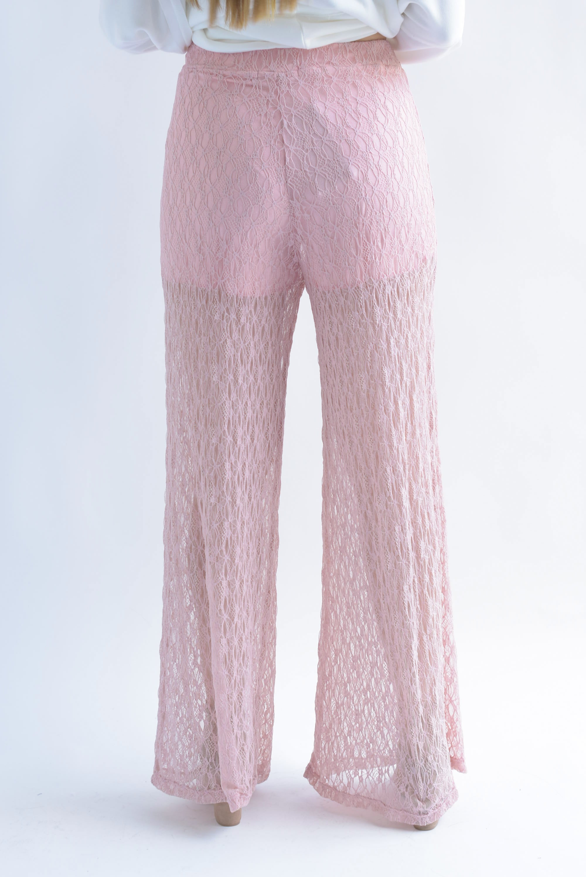 Pantalón textura encaje Rosa