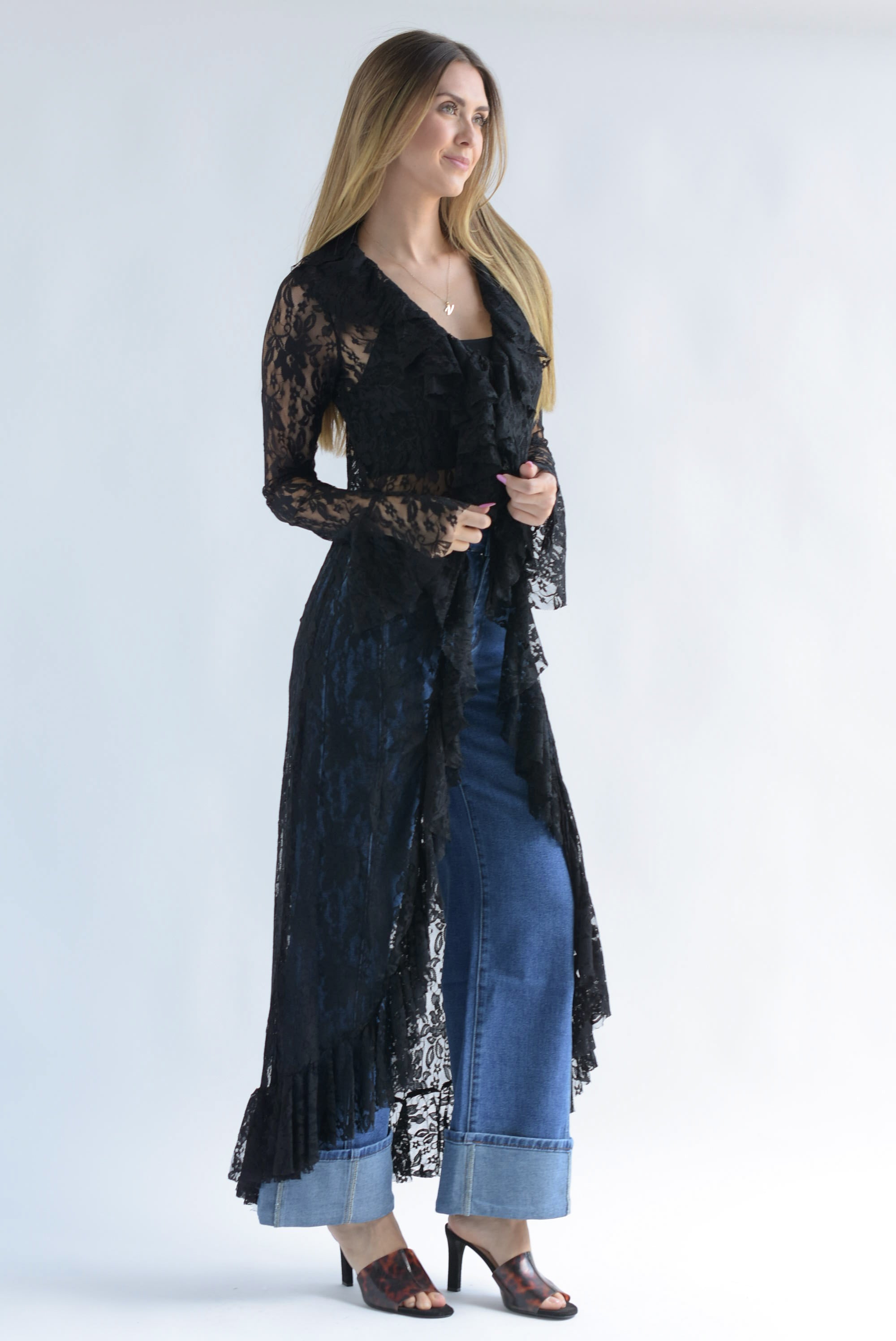 Ensamble encaje lazos Negro