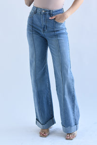 Fashion Styled Jeans wide leg dobladillo