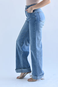 Fashion Styled Jeans wide leg dobladillo