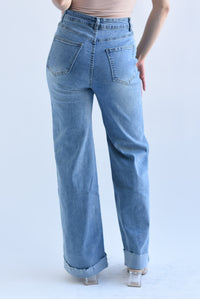 Fashion Styled Jeans wide leg dobladillo