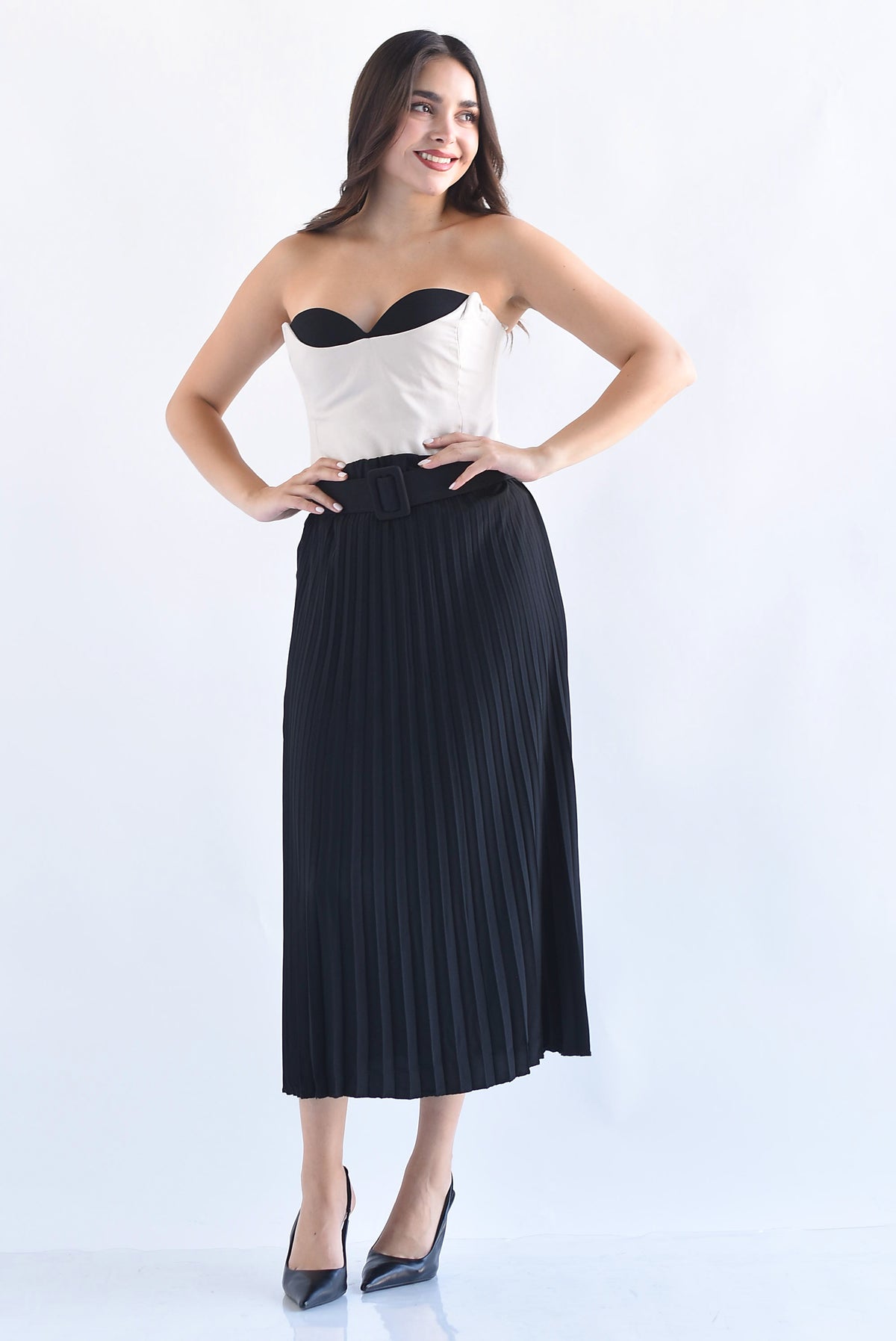 Falda midi plisada