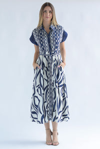 Fashion Styled Vestido largo camisero tribal Azul Marino
