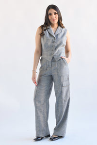 Fashion Styled Set Pantalón y Chaleco príncipe de gales