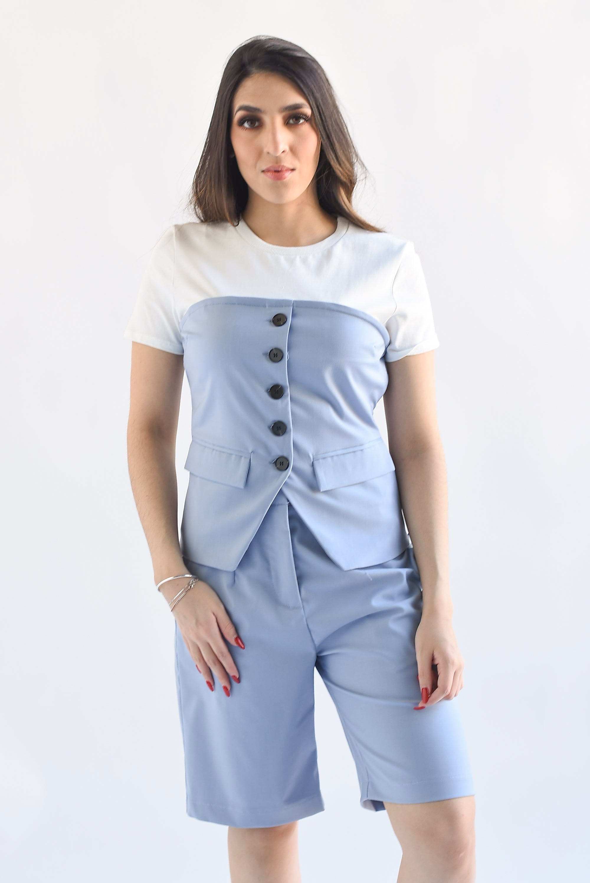 Set Bermuda y Top T-Shirt Azul