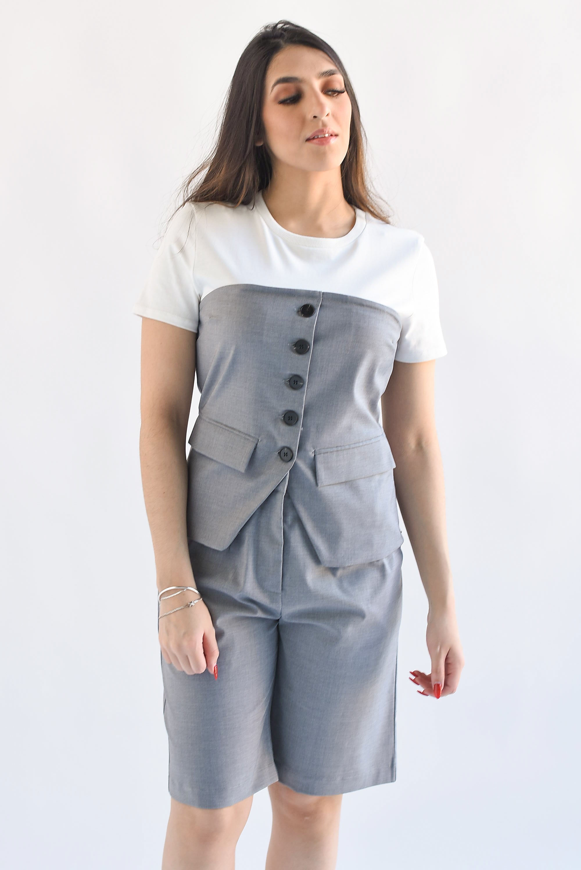 Set Bermuda y Top T-Shirt Gris