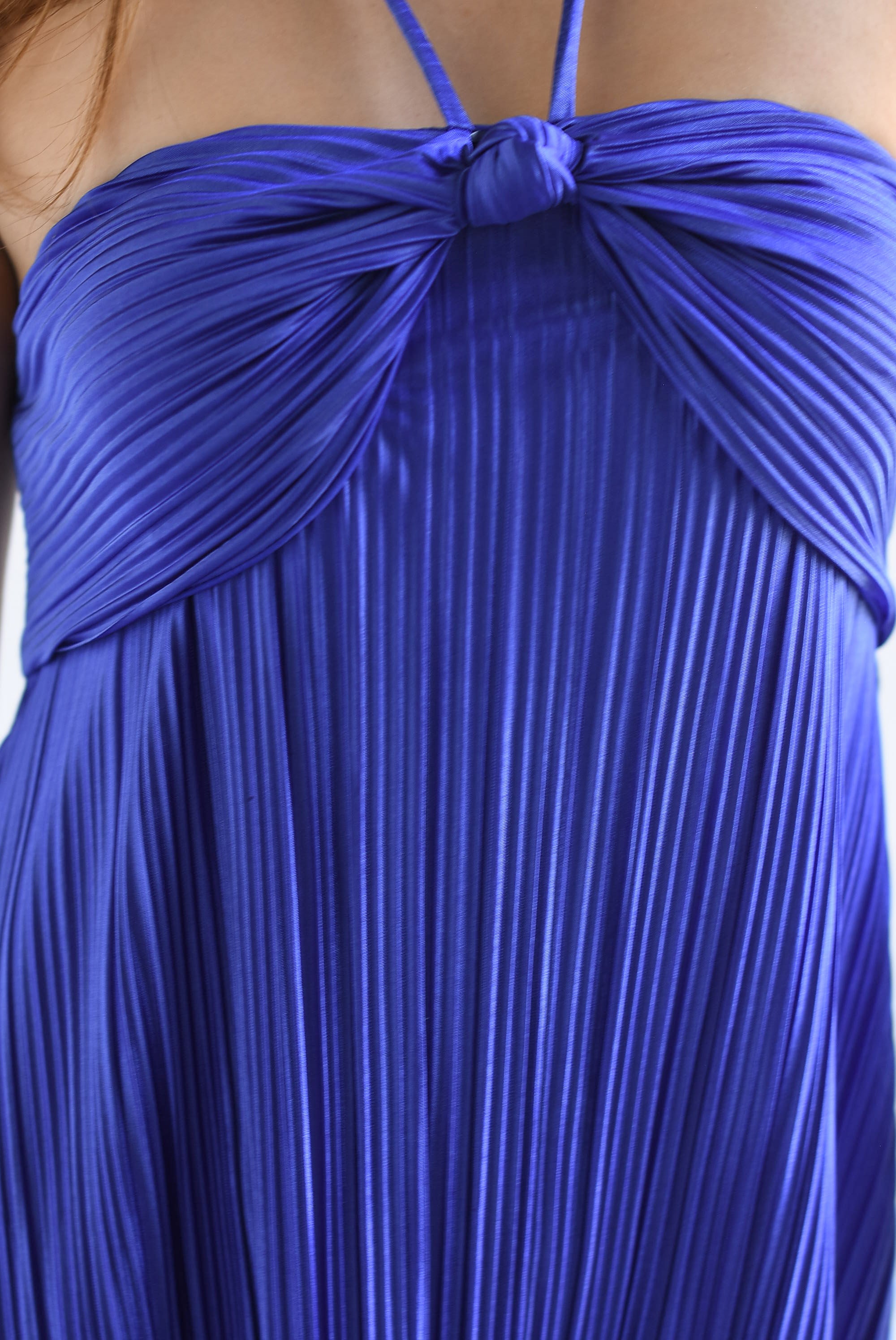 Vestido halter plisado Azul Rey