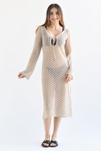 Fashion Styled Cover-up crochet manga larga Crudo