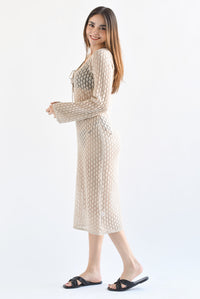 Fashion Styled Cover-up crochet manga larga Crudo