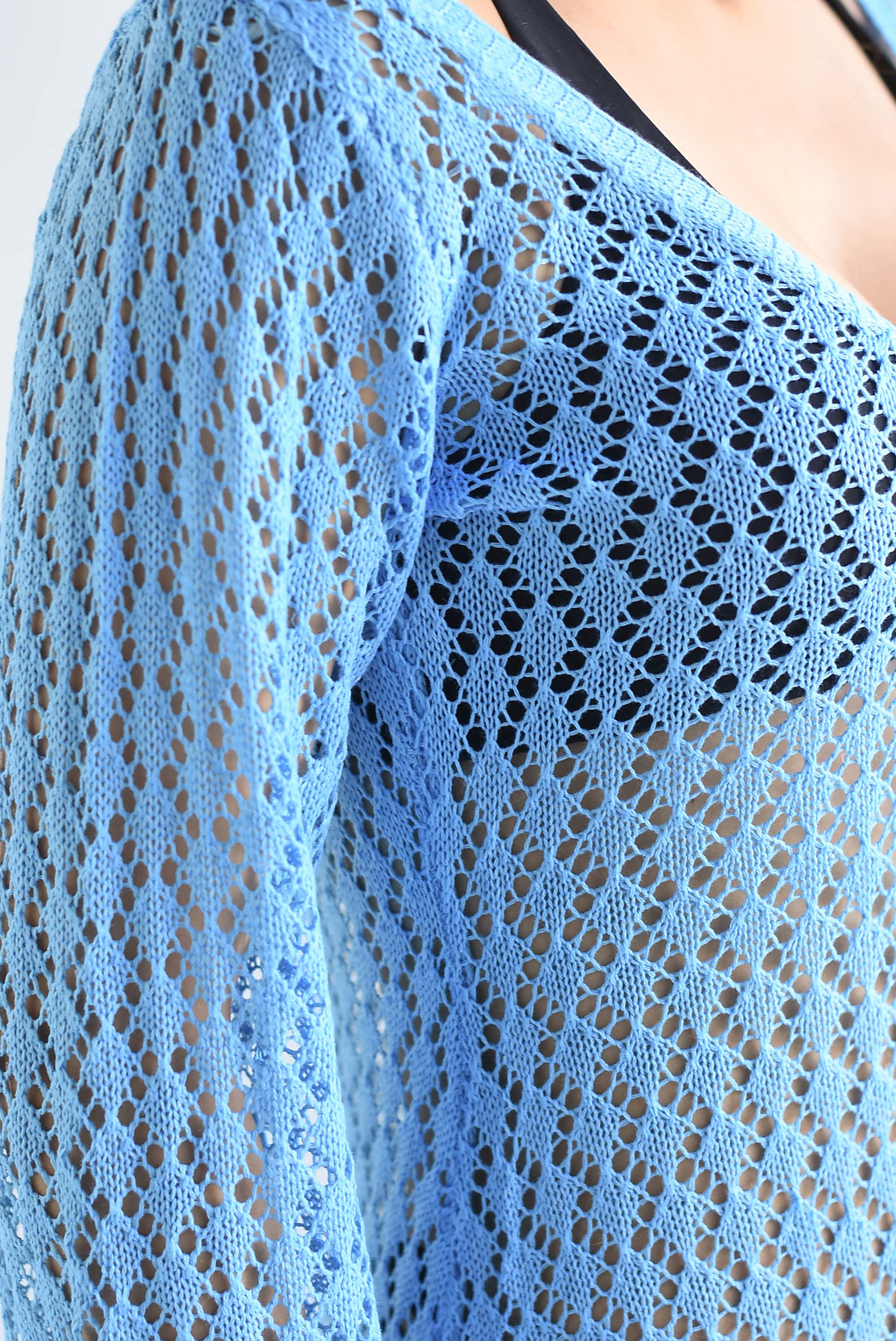 Cover-up crochet manga larga Azul