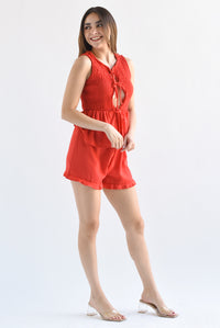 Fashion Styled Set Short y Blusa lazos Rojo