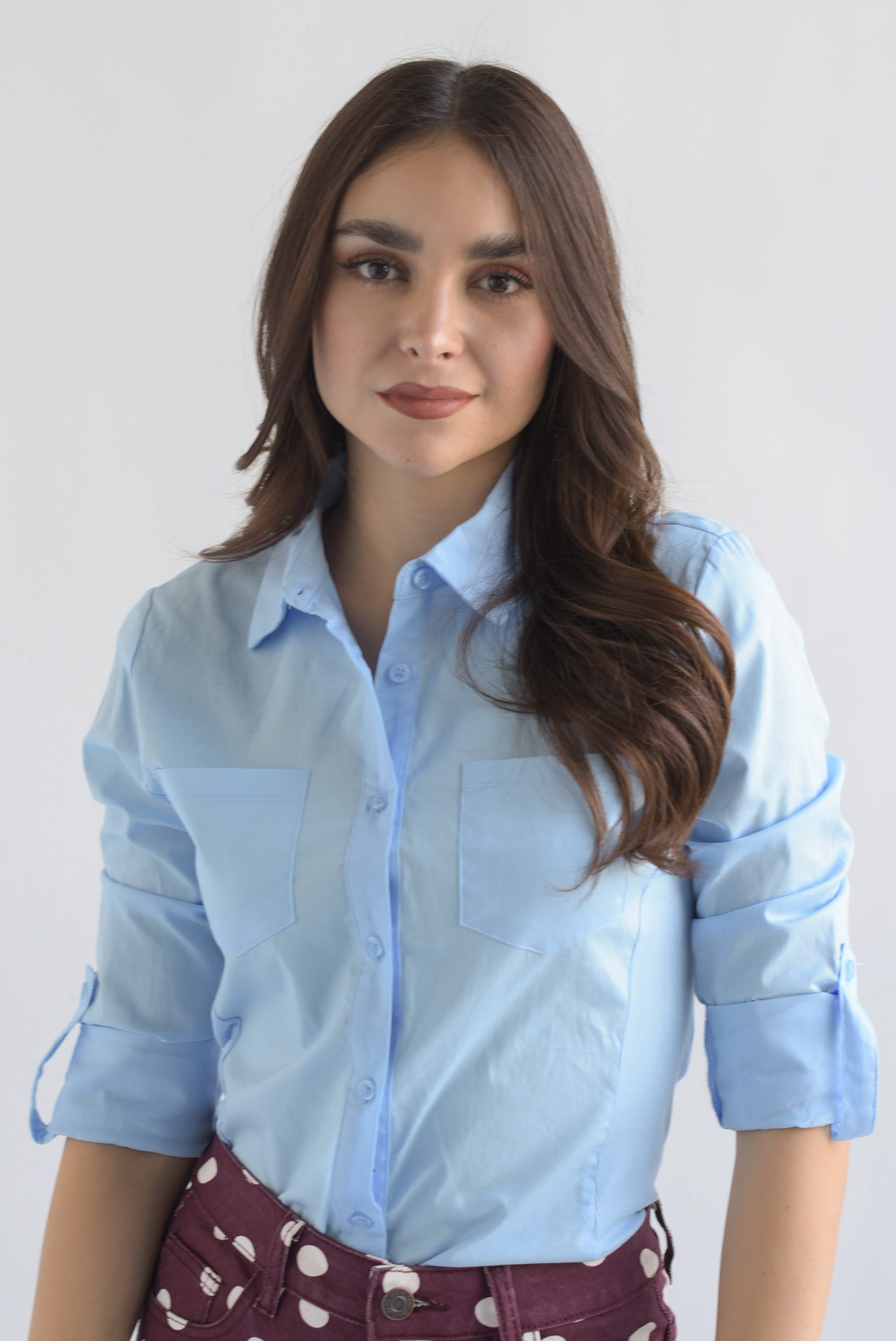 Camisa lateral elástico Azul