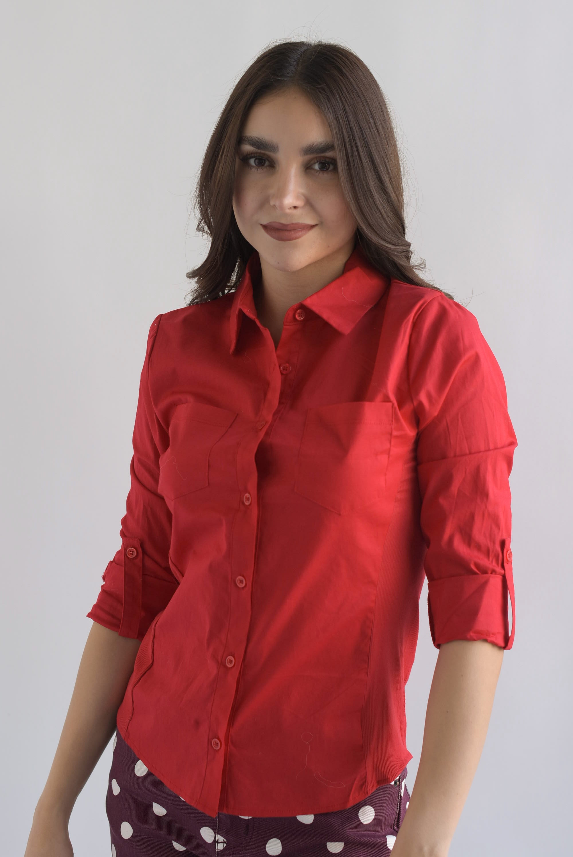 Camisa lateral elástico Rojo