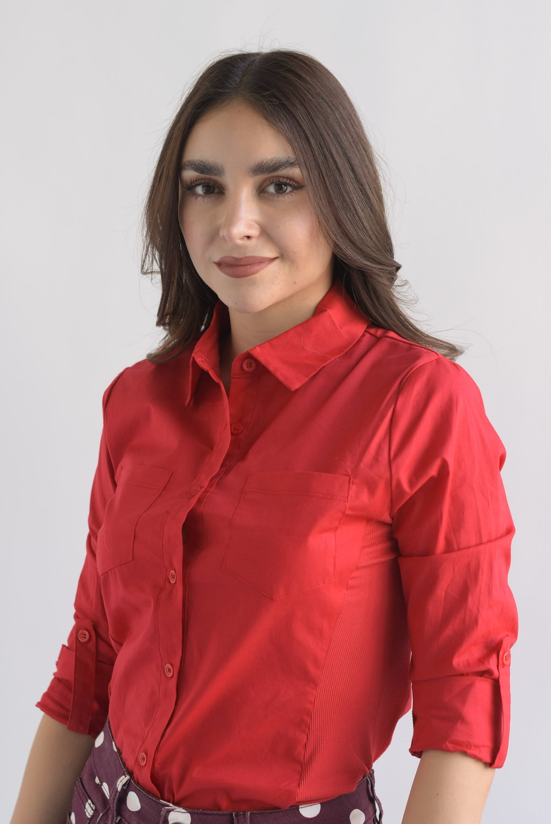 Camisa lateral elástico Rojo