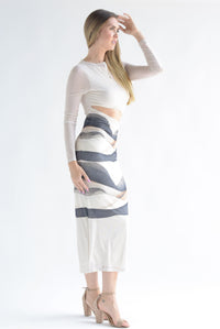 Fashion Styled Vestido mesh cut-out Desierto Beige