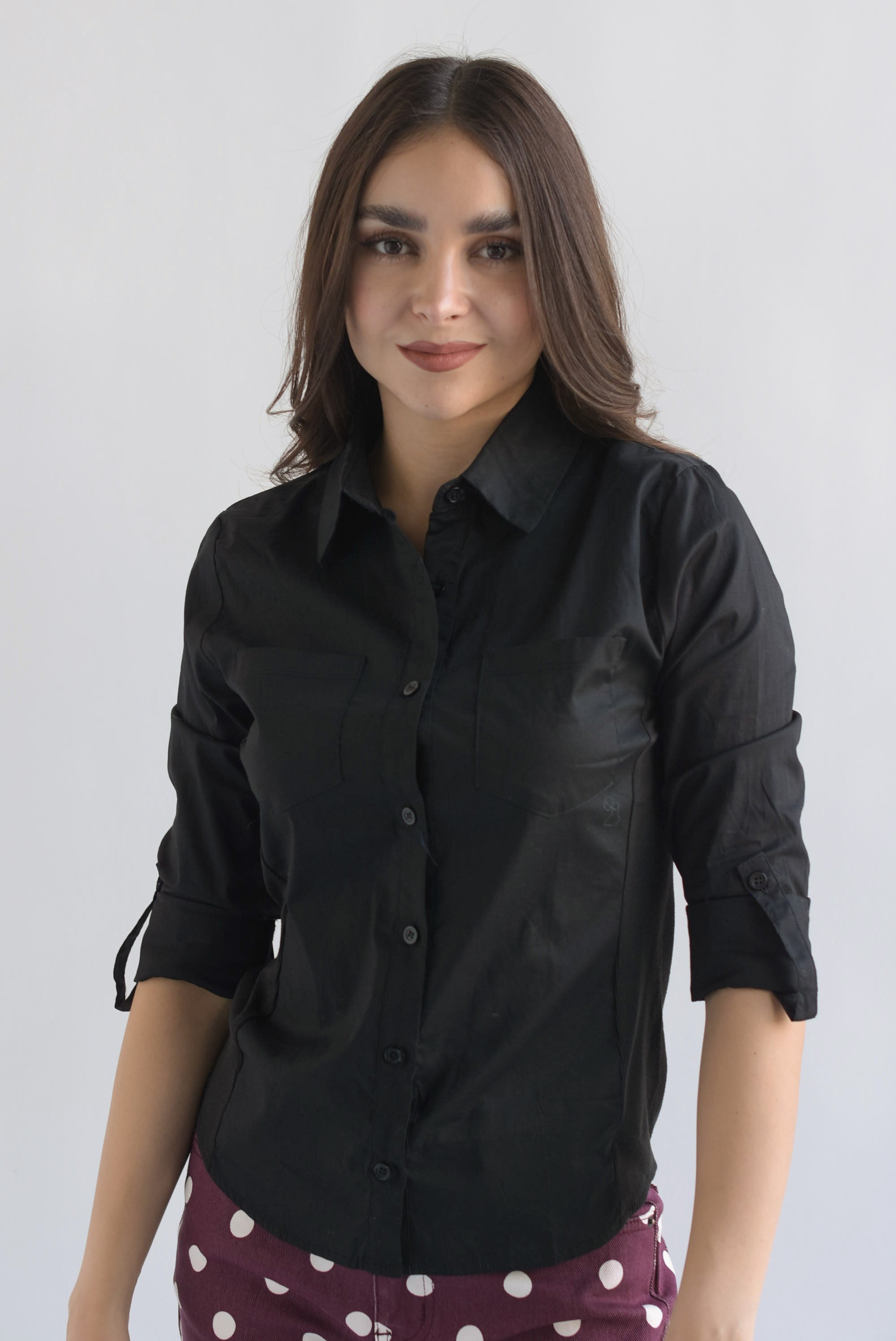 Camisa lateral elástico Negro