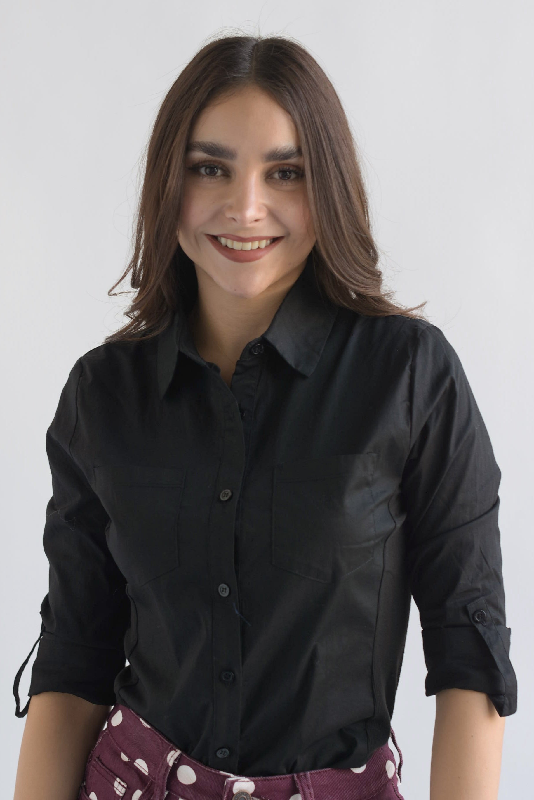 Camisa lateral elástico Negro