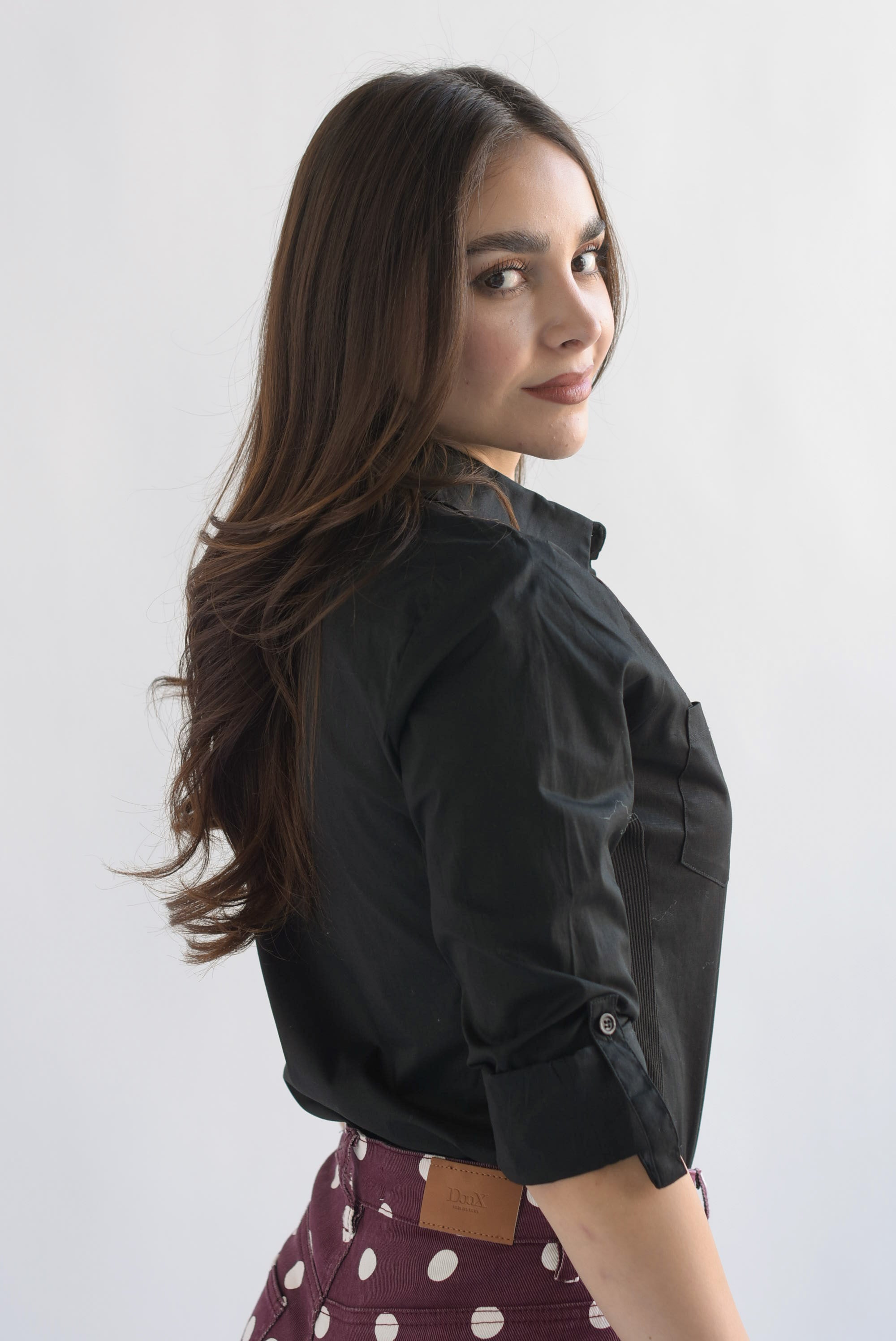 Camisa lateral elástico Negro