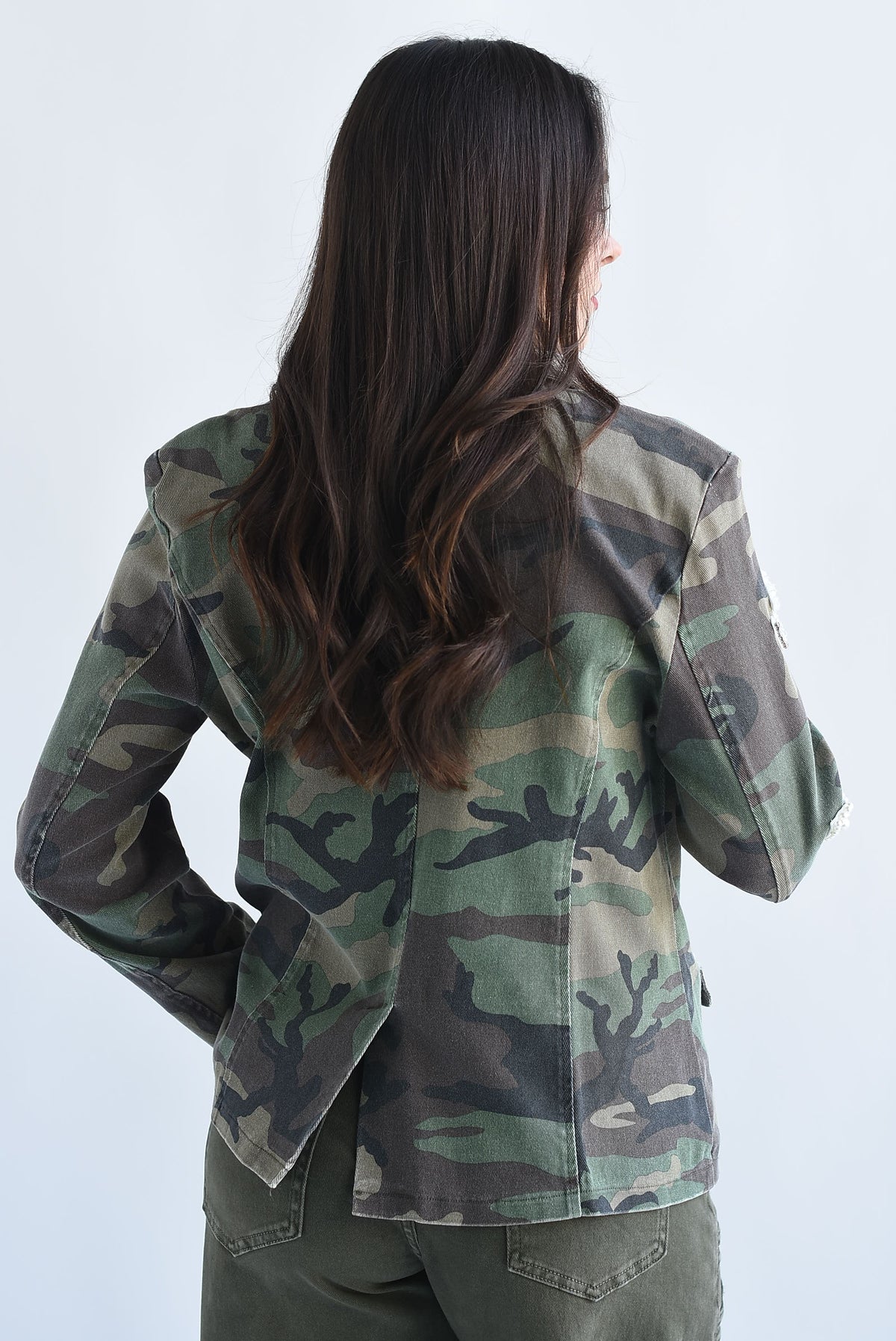 Blazer camuflaje Denim parches