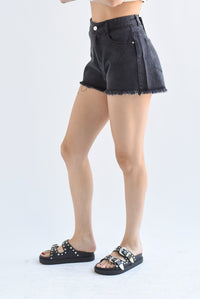 Fashion Styled Short deshilachado Denim Negro