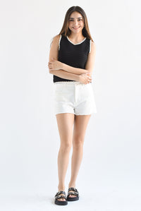 Fashion Styled Short deshilachado Denim Blanco