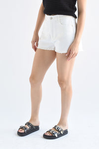 Fashion Styled Short deshilachado Denim Blanco