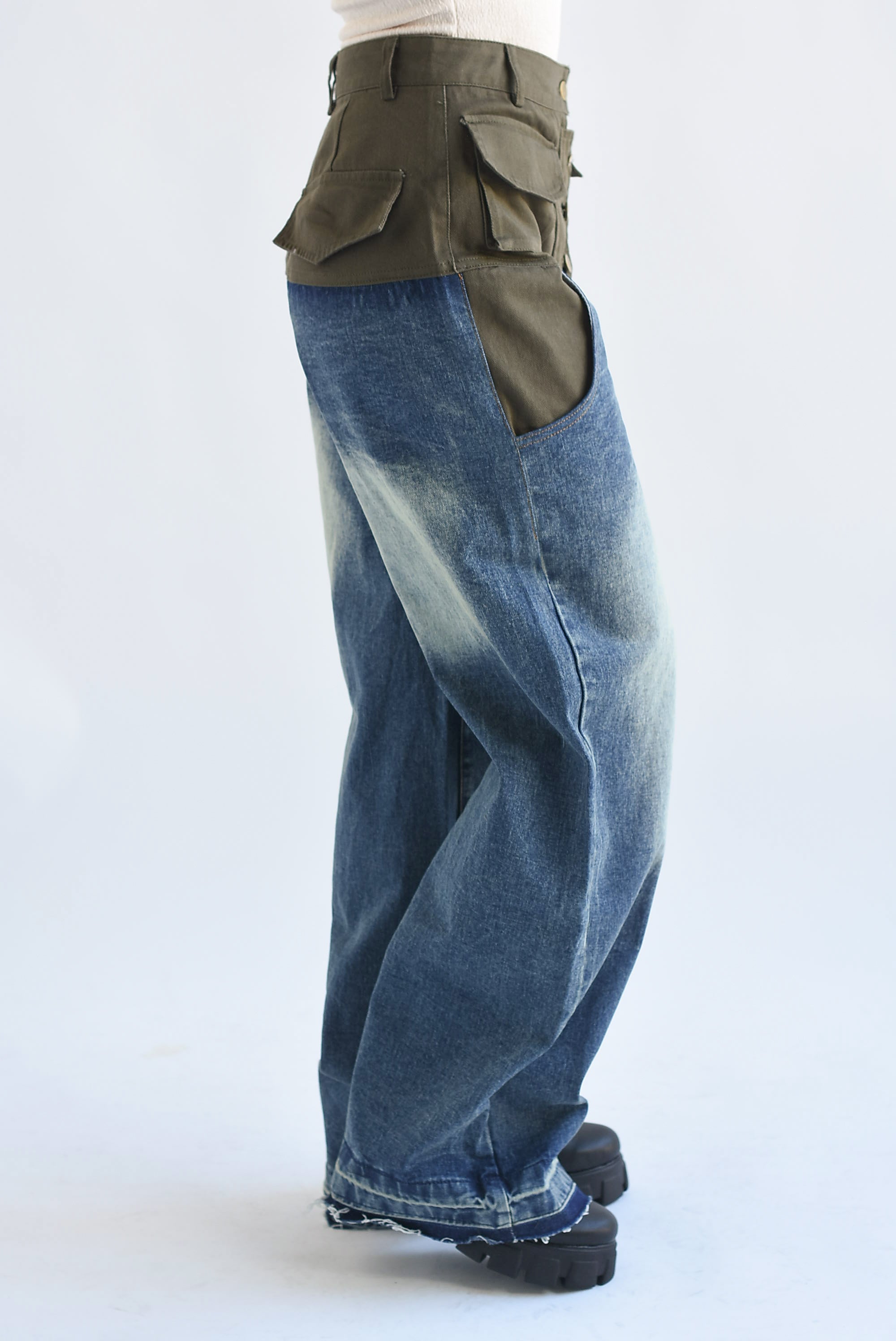 Jeans pretina cargo Verde Militar