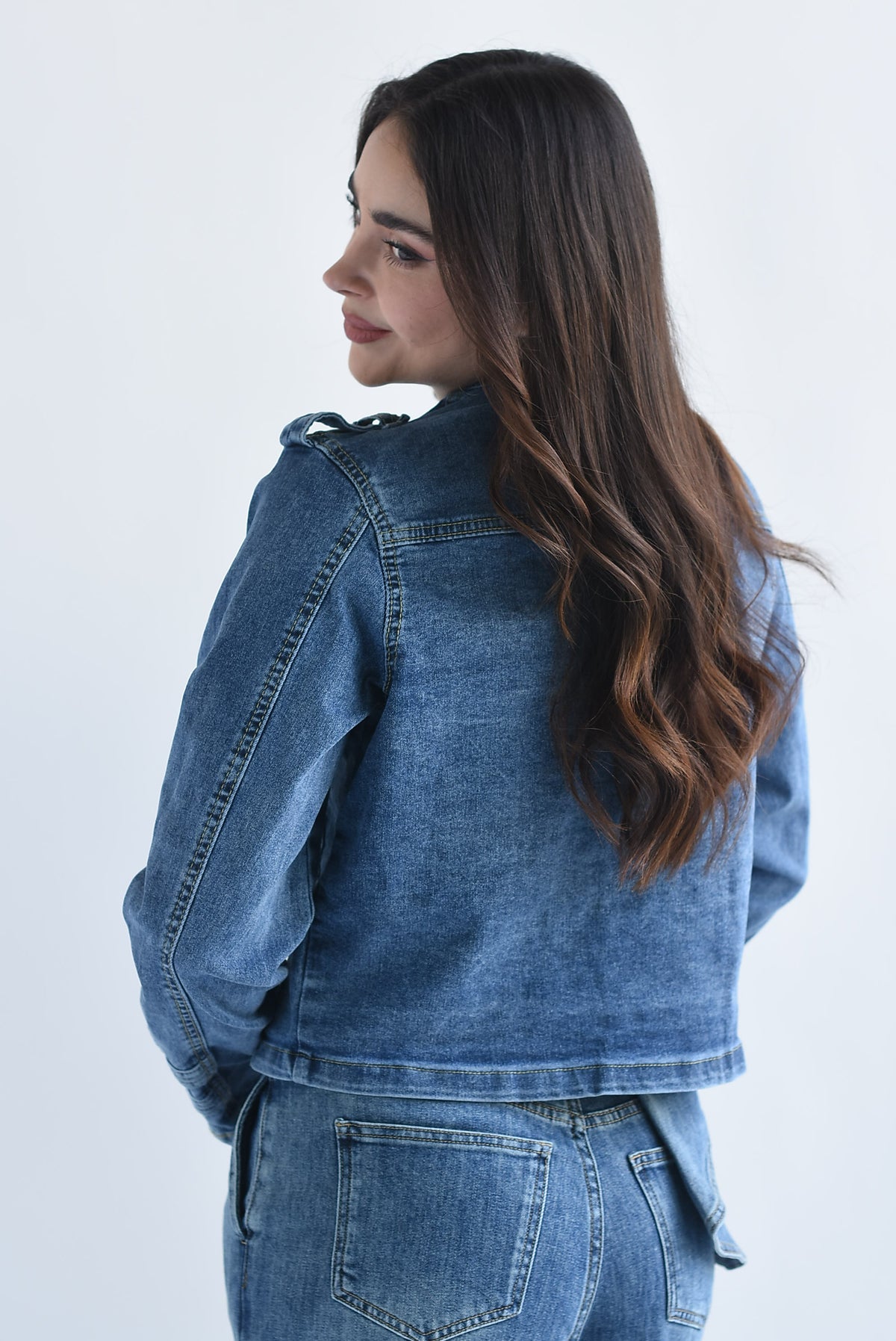 Chamarra militar abierta Denim