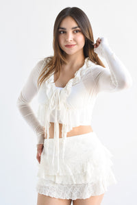 Fashion Styled Blusa olanes mesh Ivory
