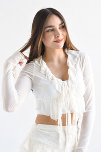 Fashion Styled Blusa olanes mesh Ivory