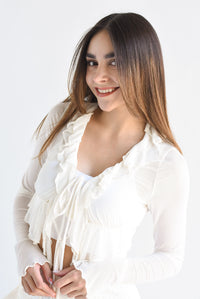Fashion Styled Blusa olanes mesh Ivory
