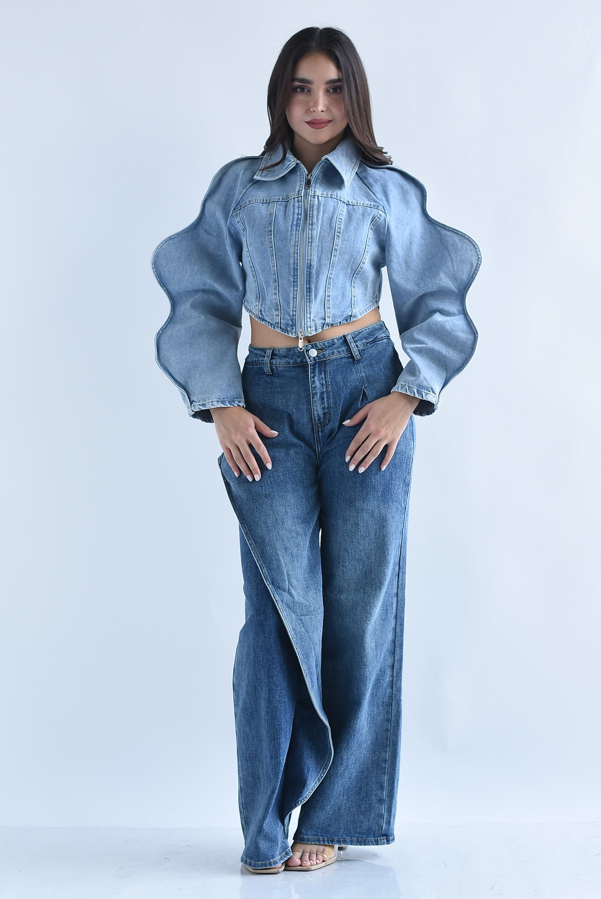 Chamarra Denim manga ondas