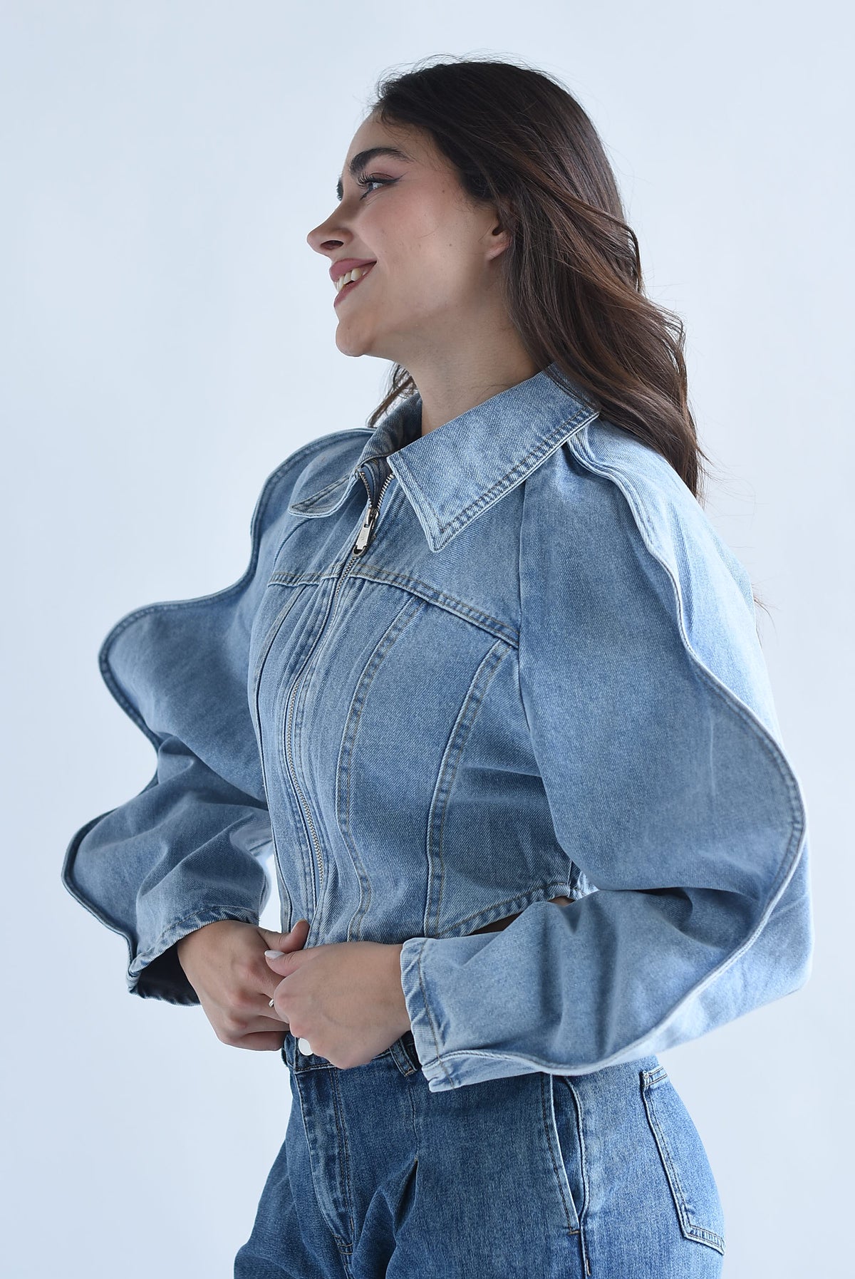 Chamarra Denim manga ondas